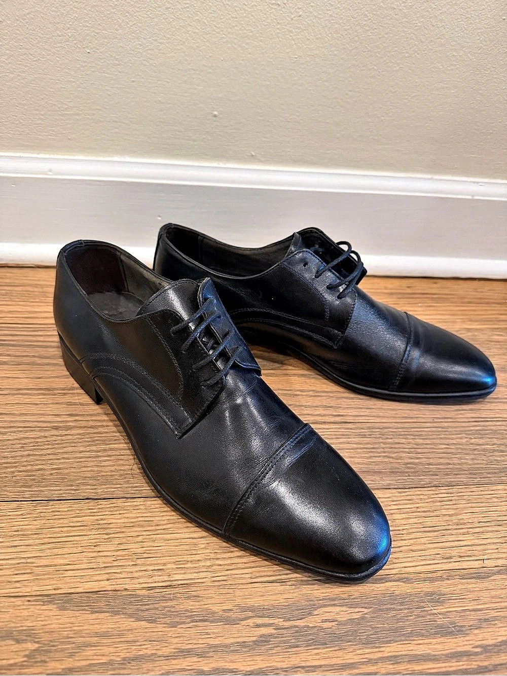CENTRO STRADA Made in Italy Men's Black Cap Toe Oxfords Shoes EU 42